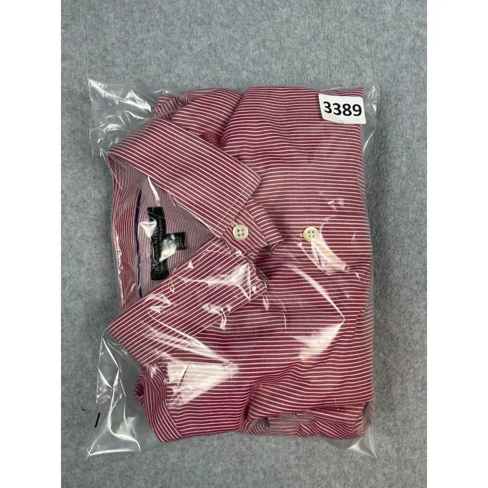 Banana Republic Shirt Men's XL Red Striped Long Sleeve Button‎ Up Non Iron Slim